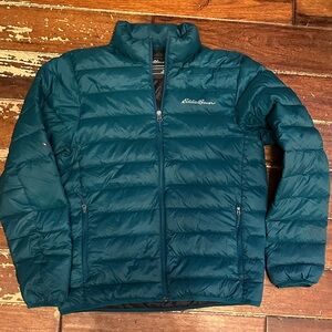 Eddie Bauer Teal Puffer Jacket Mens Medium